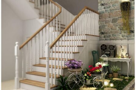 Bố trí tiểu cảnh dưới chân cầu thang