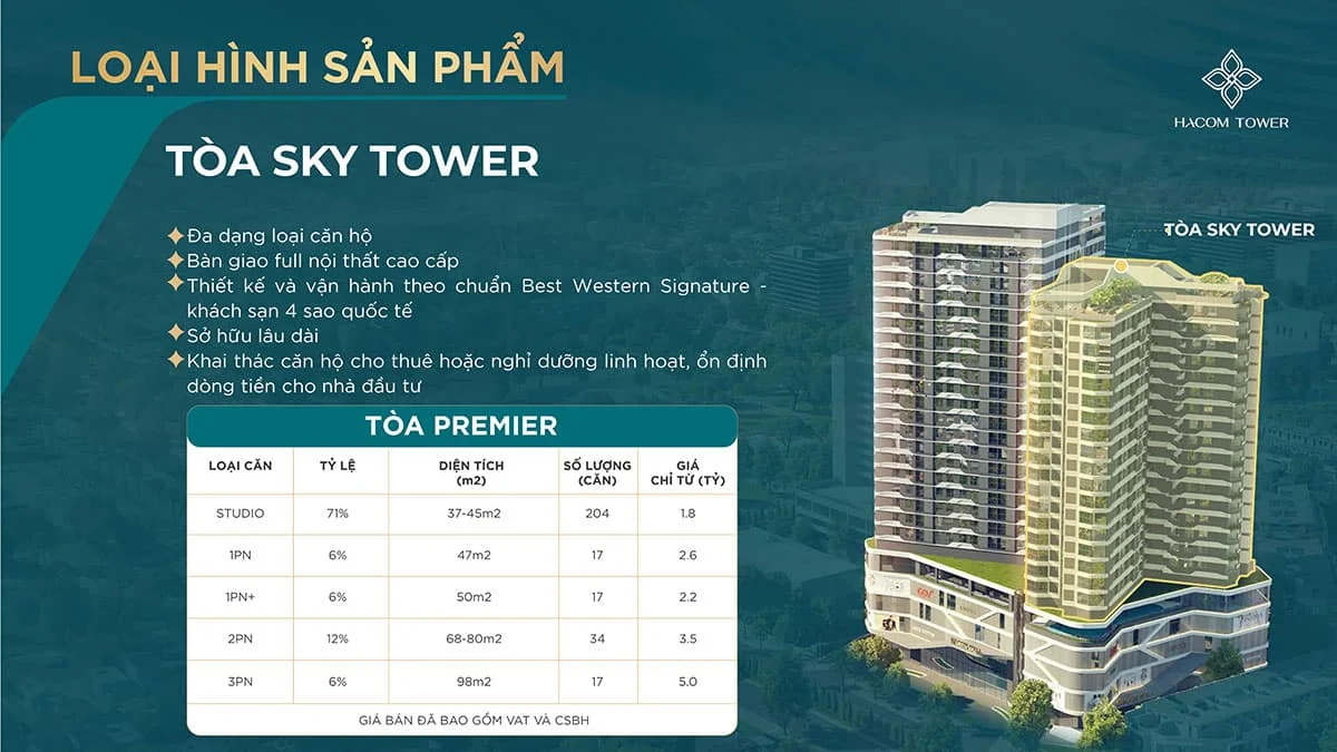 loại hình sản phẩm toà sky tower