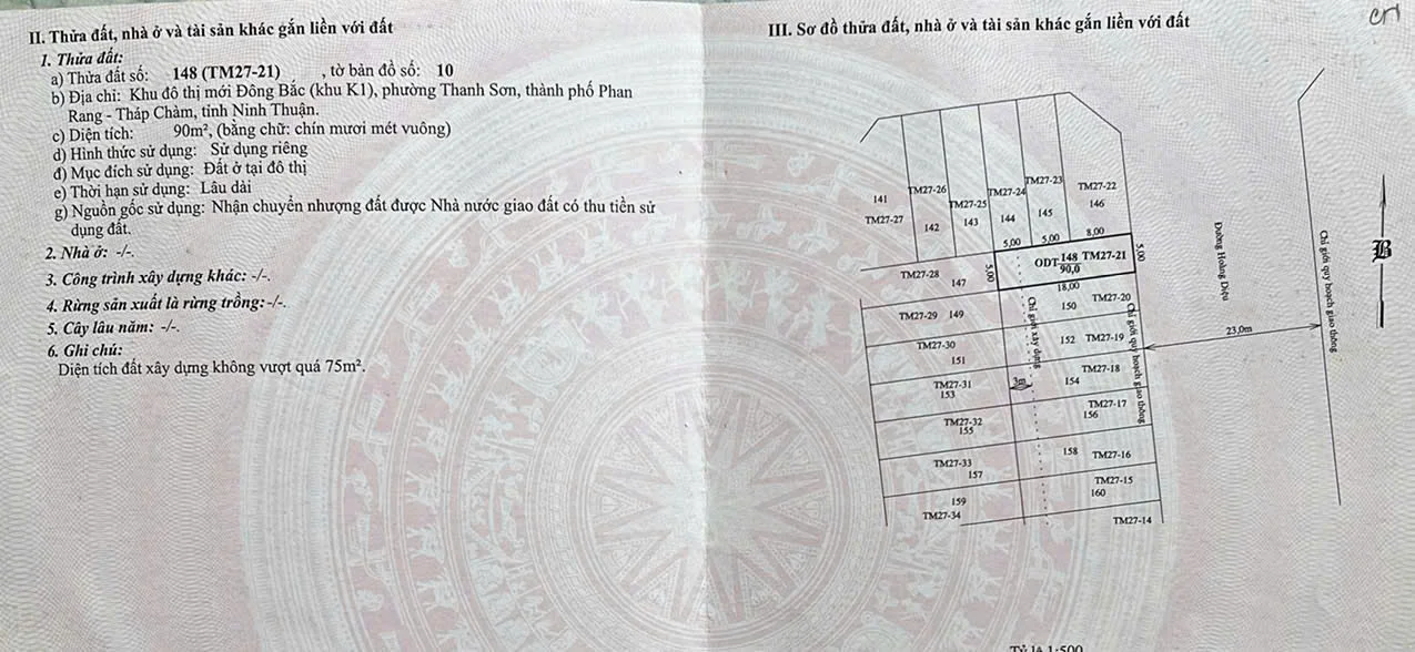 BÁN ĐẤT NỀN KHU K1 TRUNG TÂM THÀNH PHỐ NINH THUẬN